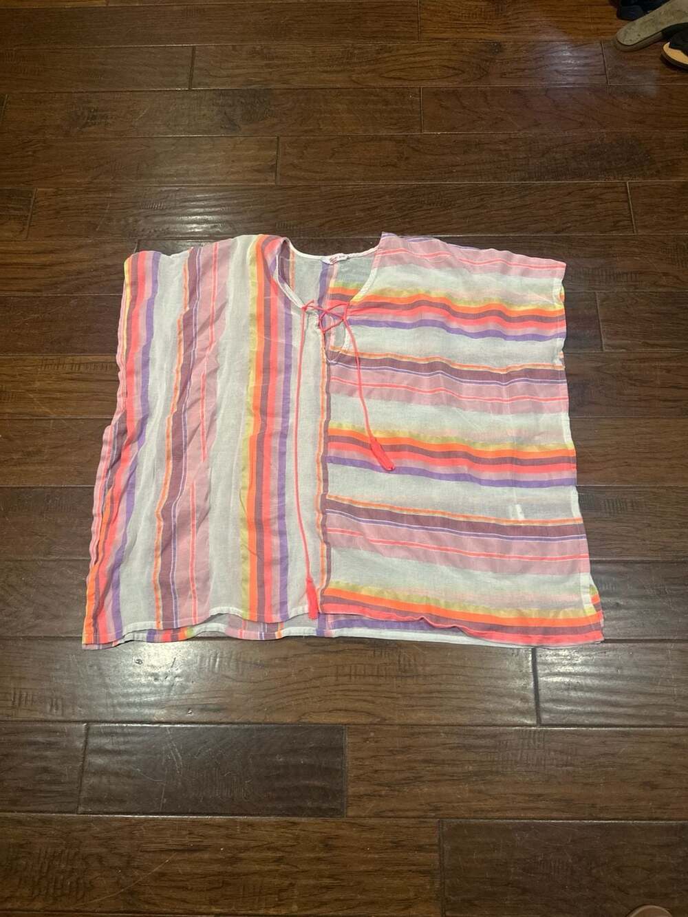 Penti Striped Lace-Up Beach Cover-Up Kaftan Size S/M